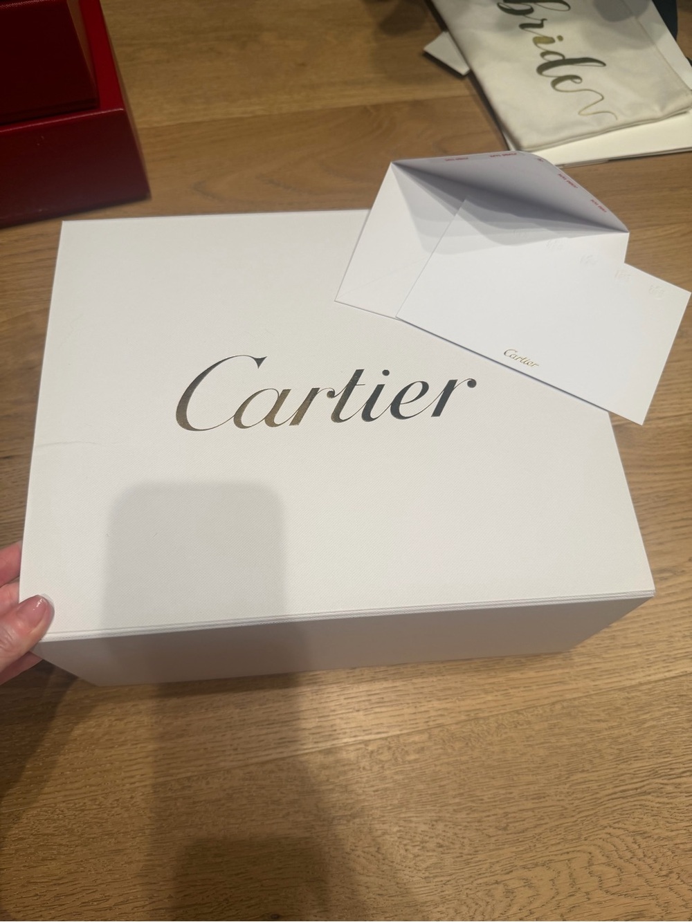 Cartier White Gift Box sleeve with Branded Card and self sealing envelope